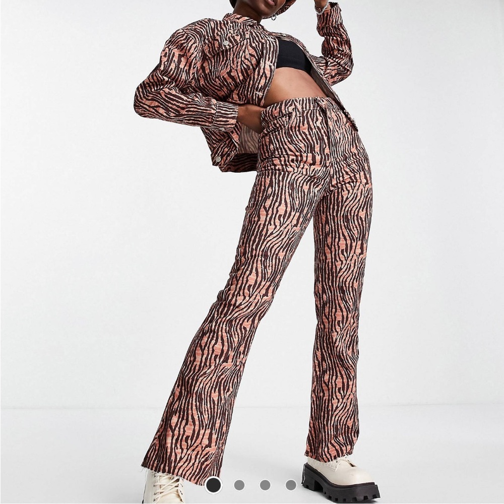 ASOS flared zebra print jeans.